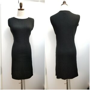 GAS Black Ribbed Stretchy Sleeveless Bodycon Sporty Dress, L
